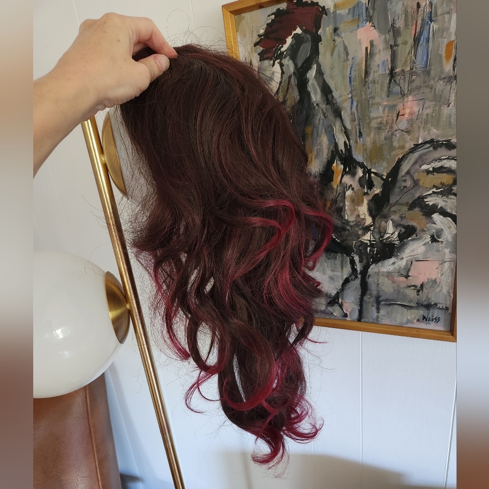 Brown Pink Wig Fall Eve Synthetic